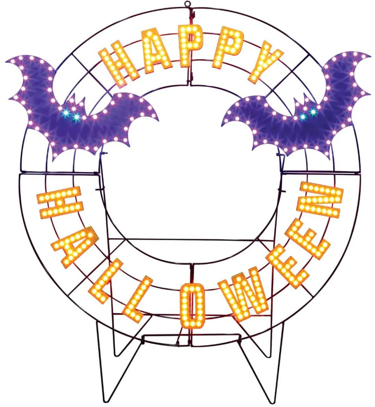 Best 40" Wreath - Happy Halloween With Bats With 293 Lights Outdoor Lighting