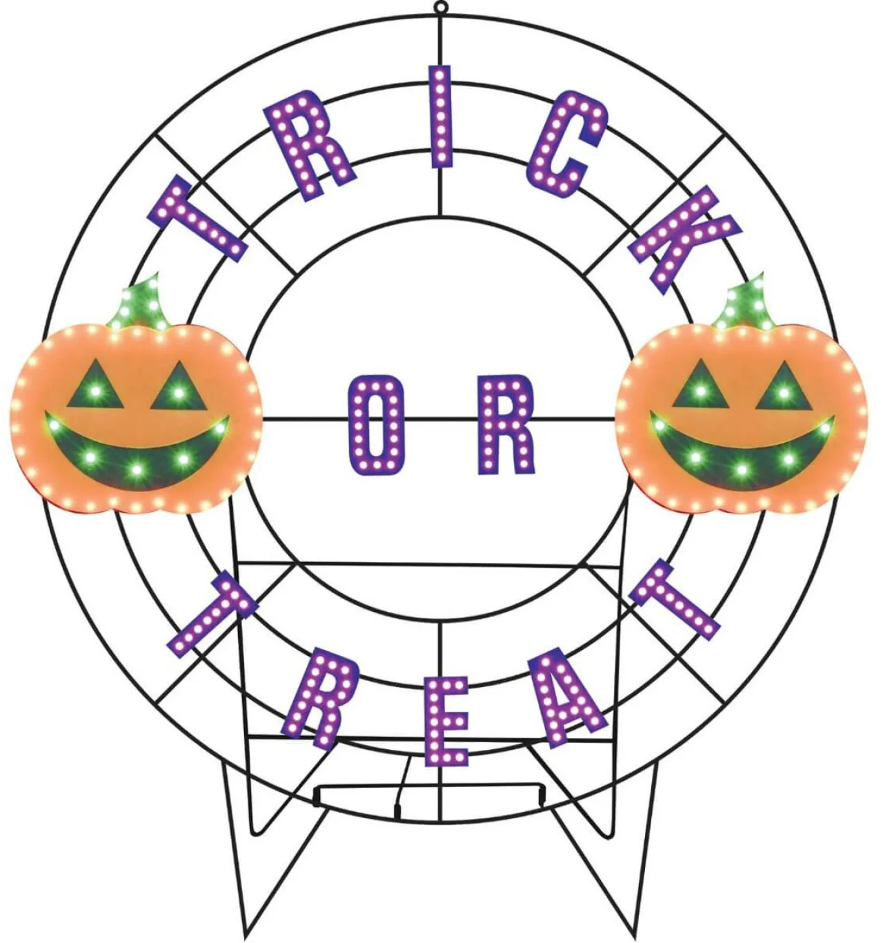Best 40" Wreath - Trick Or Treat With Jack O'Lanterns With 239 Lights Outdoor Lighting