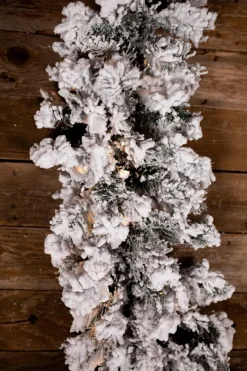 Sale 9’ X 14” Lit Flock Furry Pine Garland Christmas Garlands