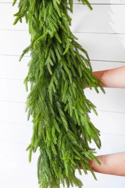 Cheap 60" X 16" Real Touch Deluxe Norfolk Pine Garland Christmas Garlands|Natural Greenery