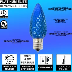 Sale C9 Platinum Elite LED SMD Bulb (25 Bulbs/bag) - Faceted, Blue Bulbs|Outdoor Lighting