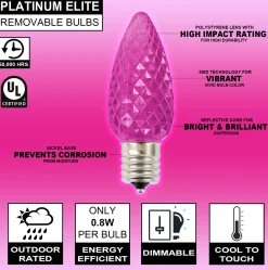 Online C9 Platinum Elite LED SMD Bulb (25 Bulbs/bag) - Faceted, Pink Bulbs|Outdoor Lighting