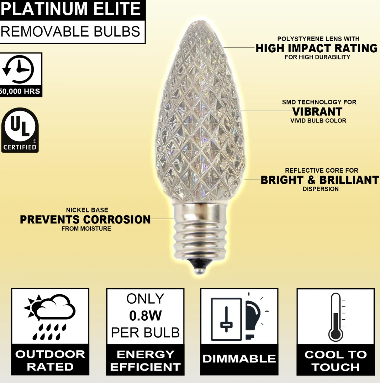 Cheap C9 Platinum Elite LED SMD Bulb (25 Bulbs/bag) - Faceted, Warm White Bulbs|Outdoor Lighting
