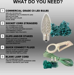 Best C9 Wonderful LED SMD Bulb (25 Bulbs/bag) - Faceted, Green Bulbs|Outdoor Lighting