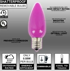 Cheap C9 Wonderful LED SMD Bulb (25 Bulbs/bag) - Frosted, Pink Bulbs|Outdoor Lighting