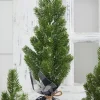Best Flocked Pine Tree With Plaid Fabric - Large Christmas Accents