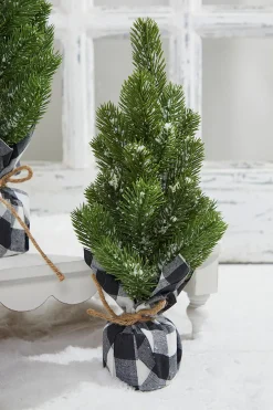 Online Flocked Pine Tree With Plaid Fabric - Medium Christmas Accents