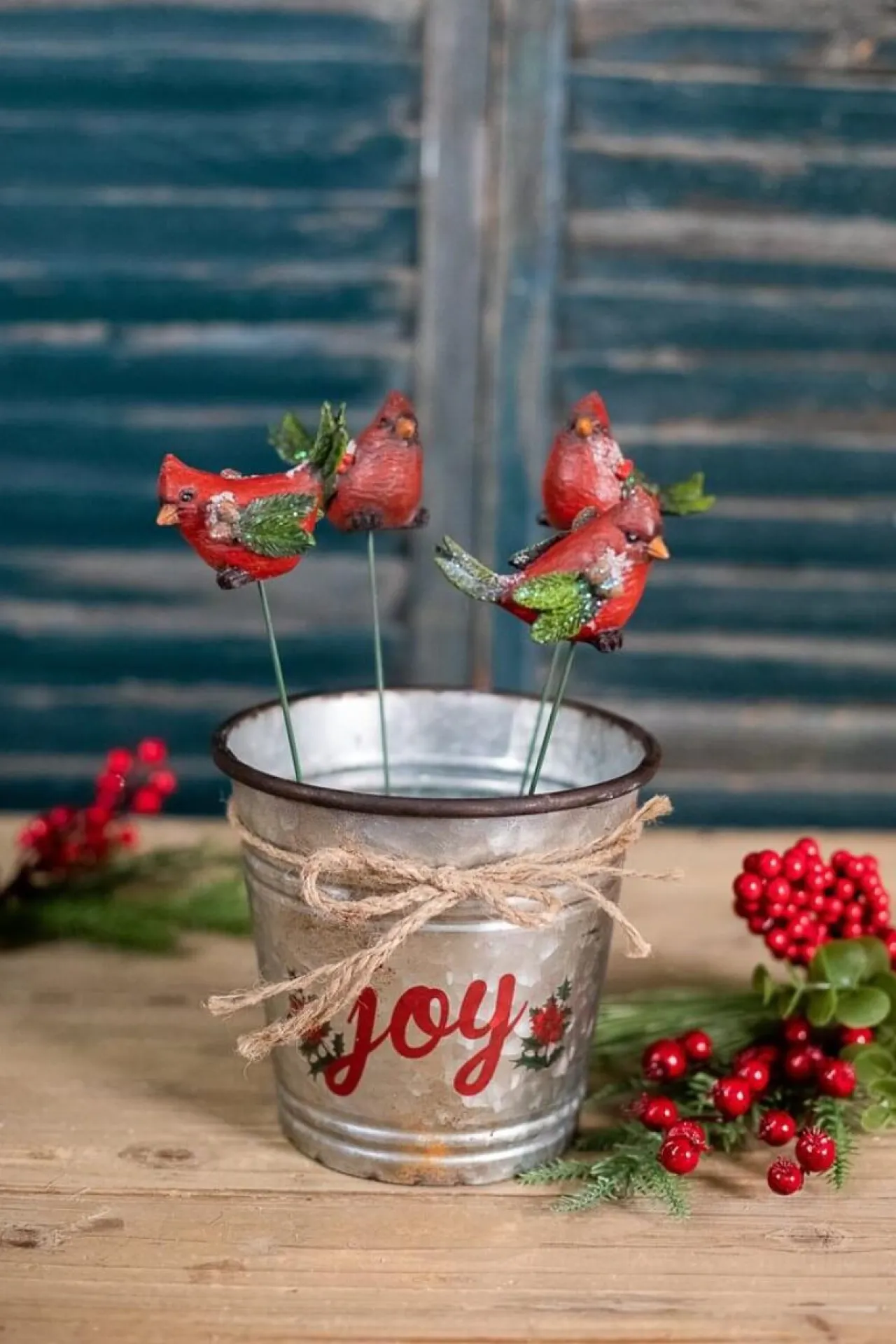 New Galvanized Metal “Joy” Containers - Set Of 2 Christmas Accents