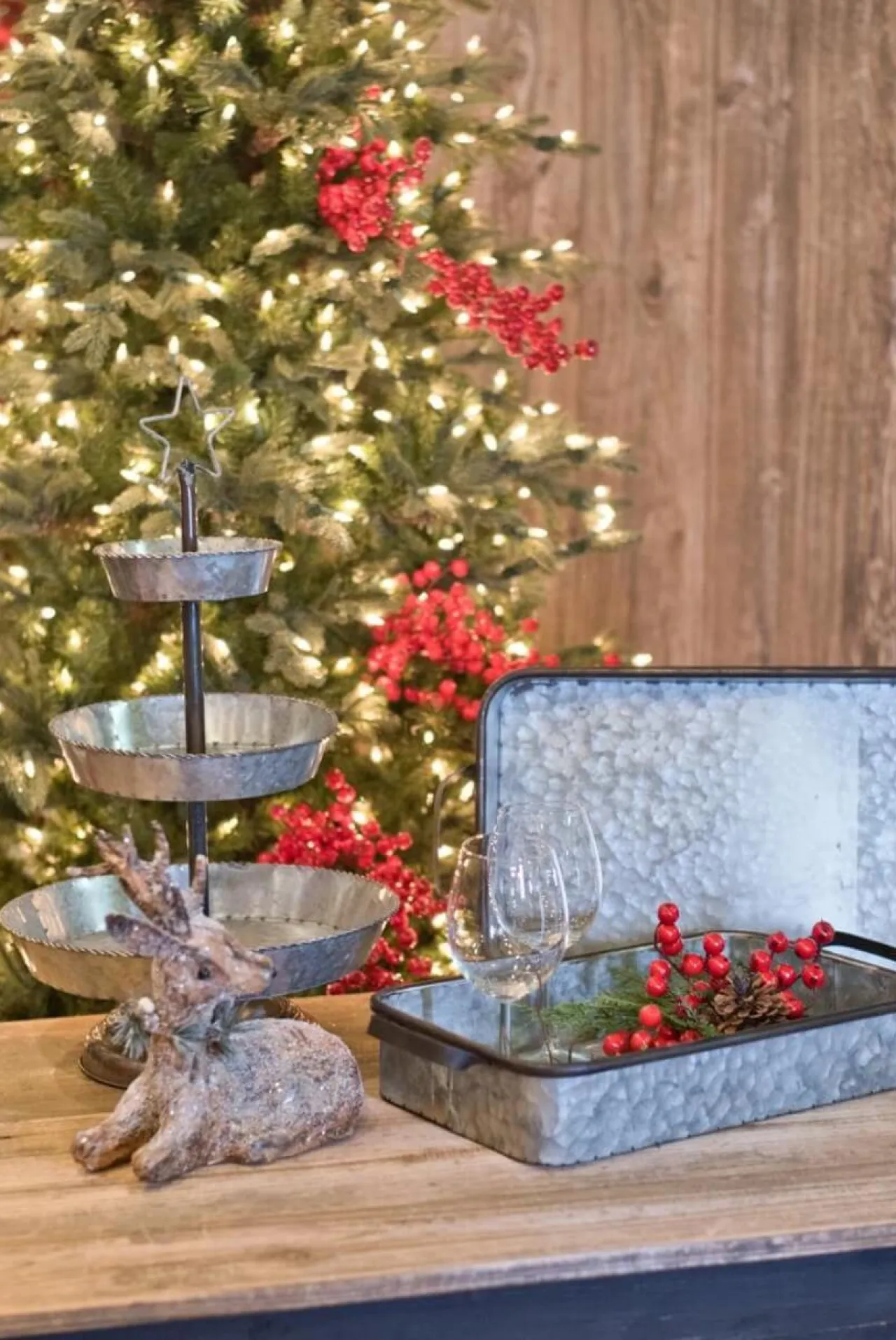 Cheap Galvanized Metal Trays - Set Of 2 Christmas Accents