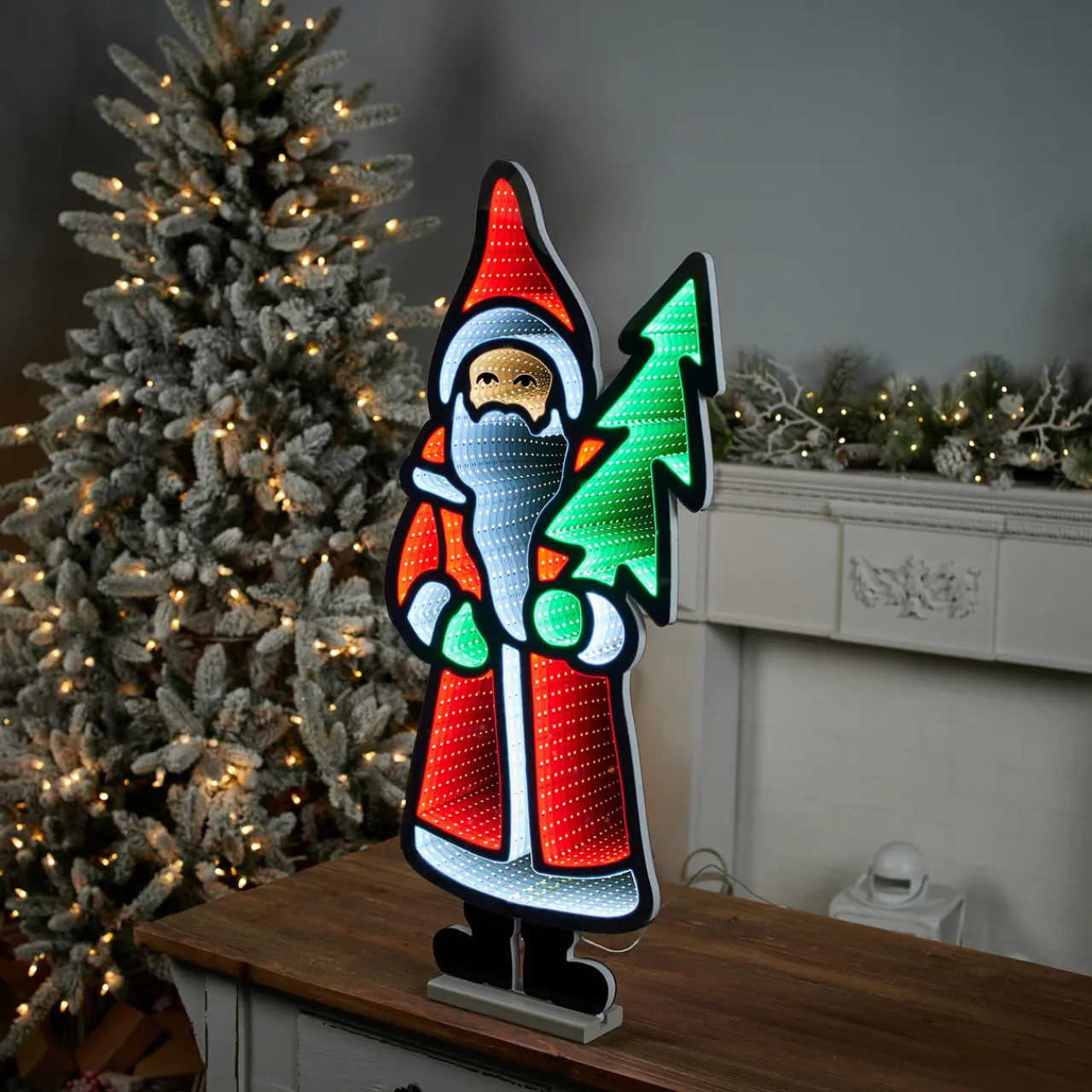 Best 33"H Santa With Tree Infinity Light Infinity Lights|Indoor Lighting