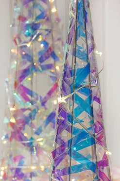 New LED Iridescent Trees (Battery Operated) - Set Of 2 Christmas Accents