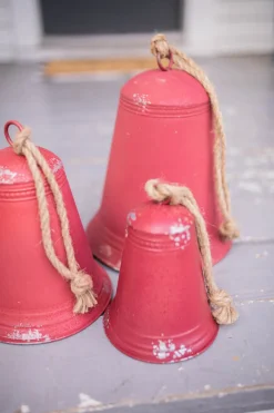 Cheap Red Tin Bells - Set Of 3 Christmas Accents