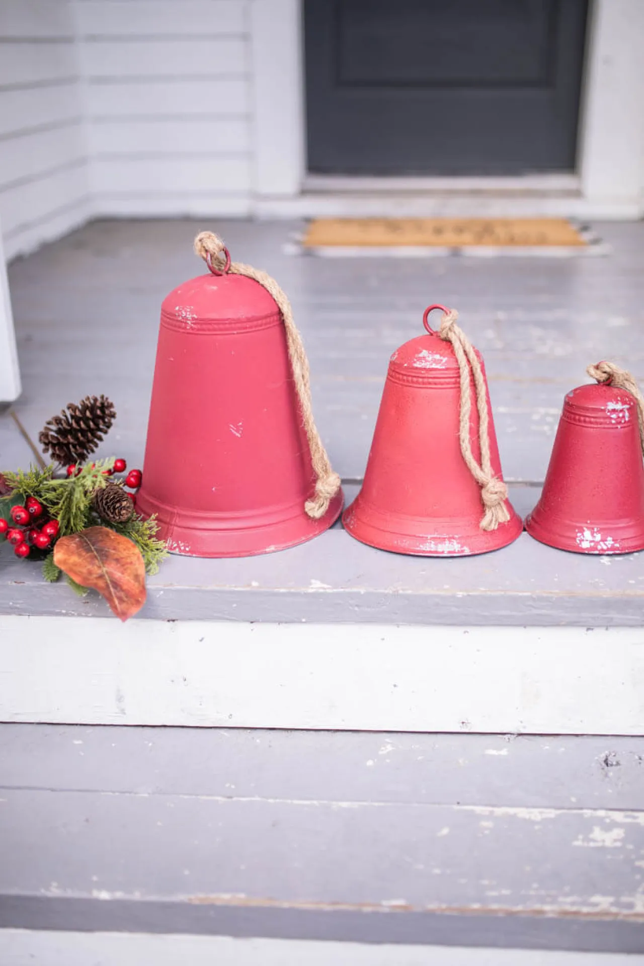 Cheap Red Tin Bells - Set Of 3 Christmas Accents