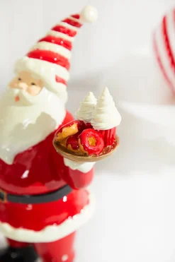 Online Resin Santa W/Dessert Plate - Red White Christmas Accents