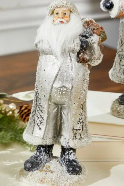 Cheap Small Resin Silver Snow Santa Figurine Christmas Accents